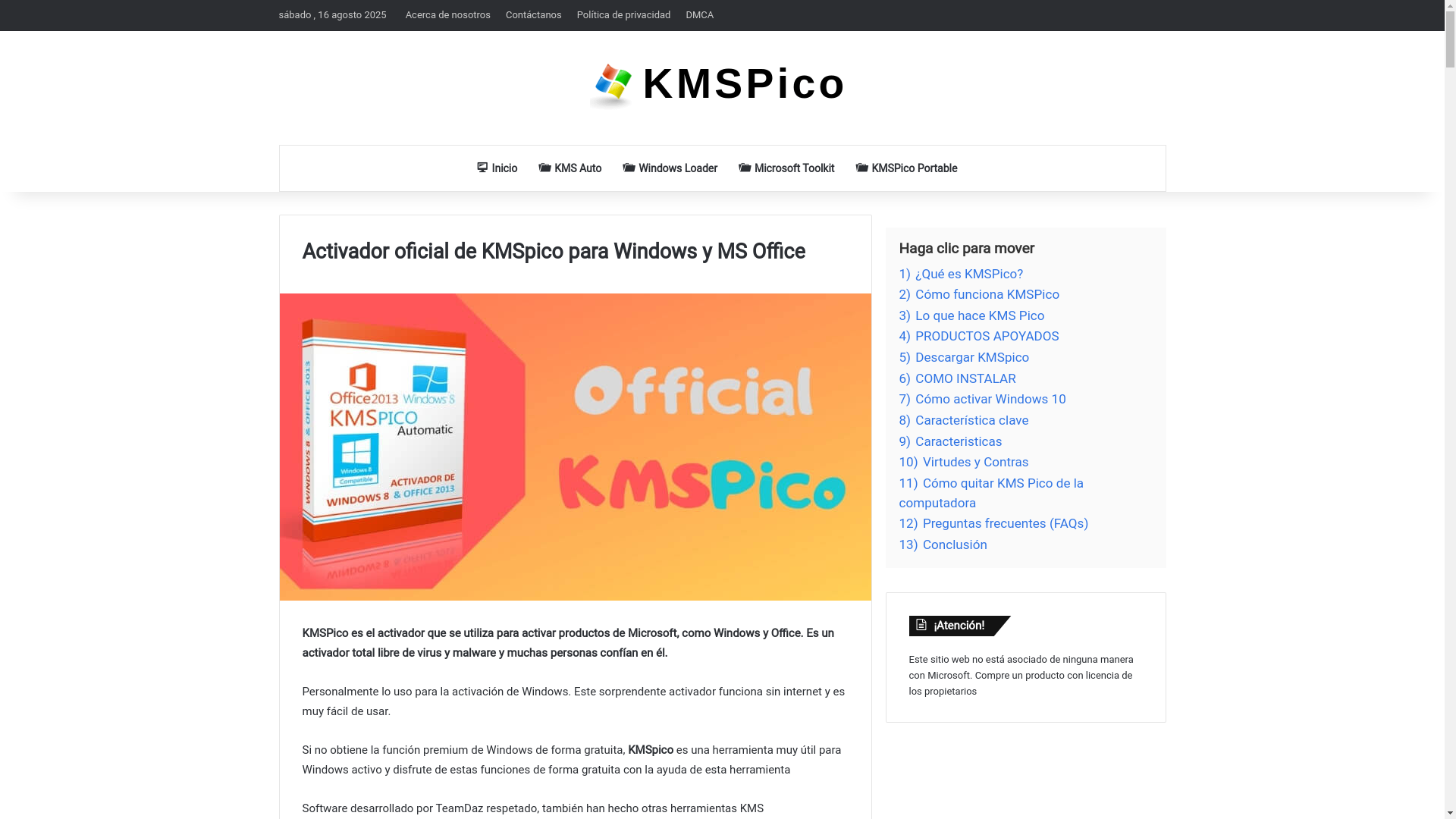 website screenshot of https://oficial-kmspico.com/