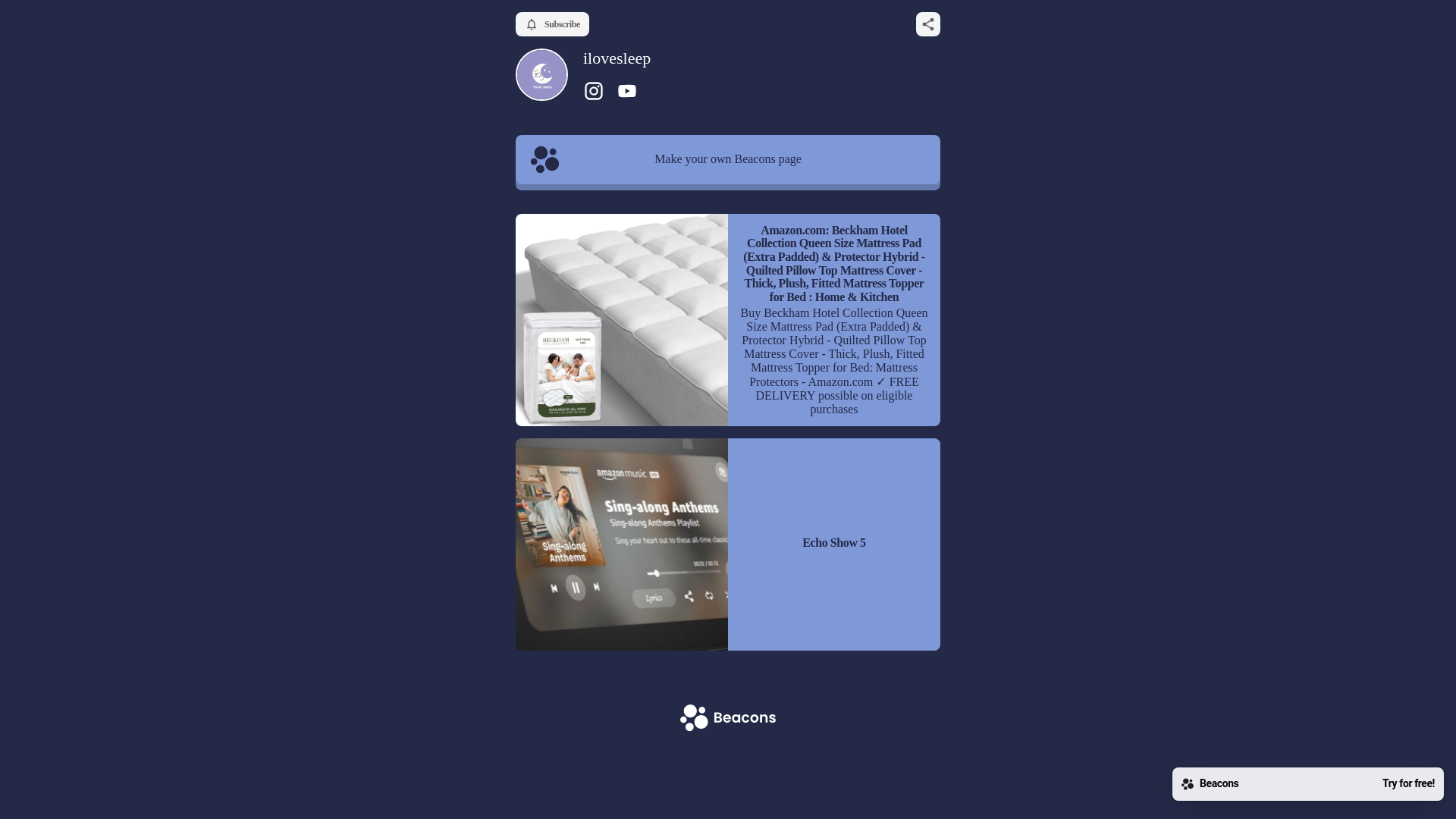 website screenshot of https://ilovesleep.store/