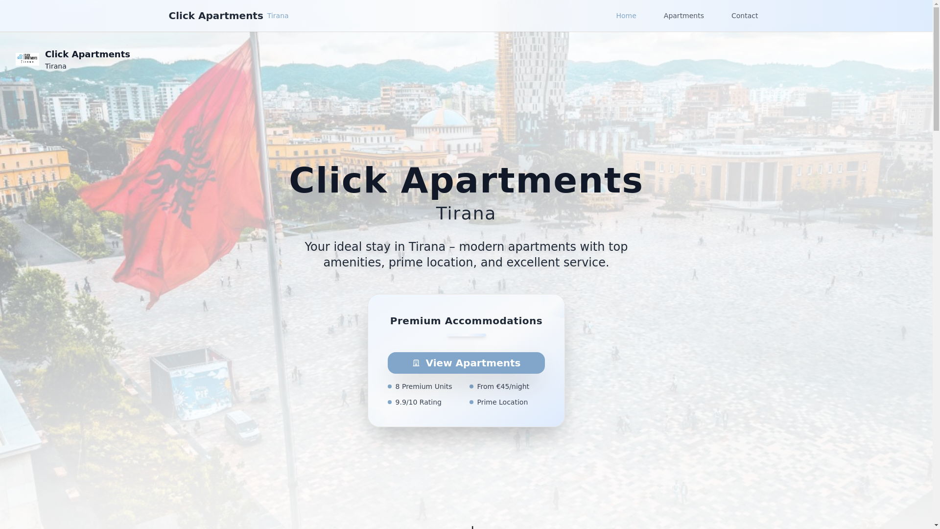 website screenshot of https://click-apart-tirana.com/