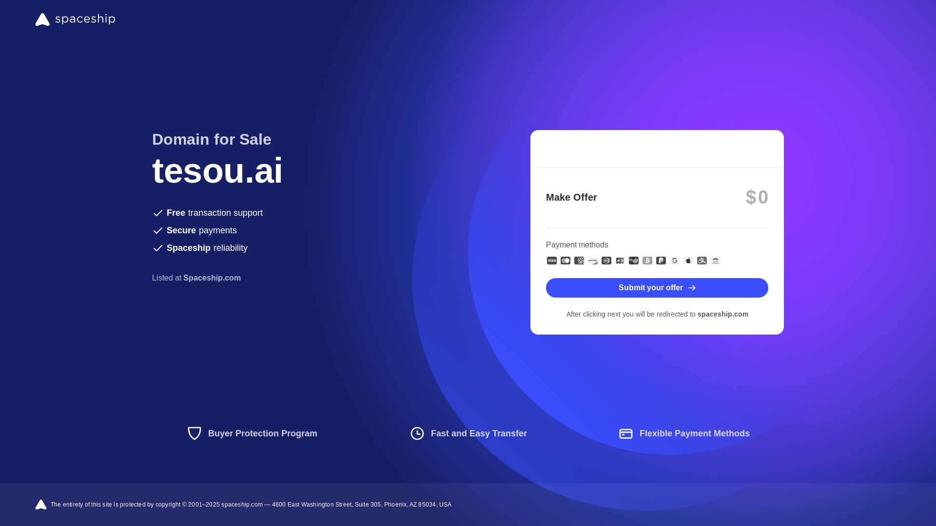 website screenshot of https://tesou.ai/