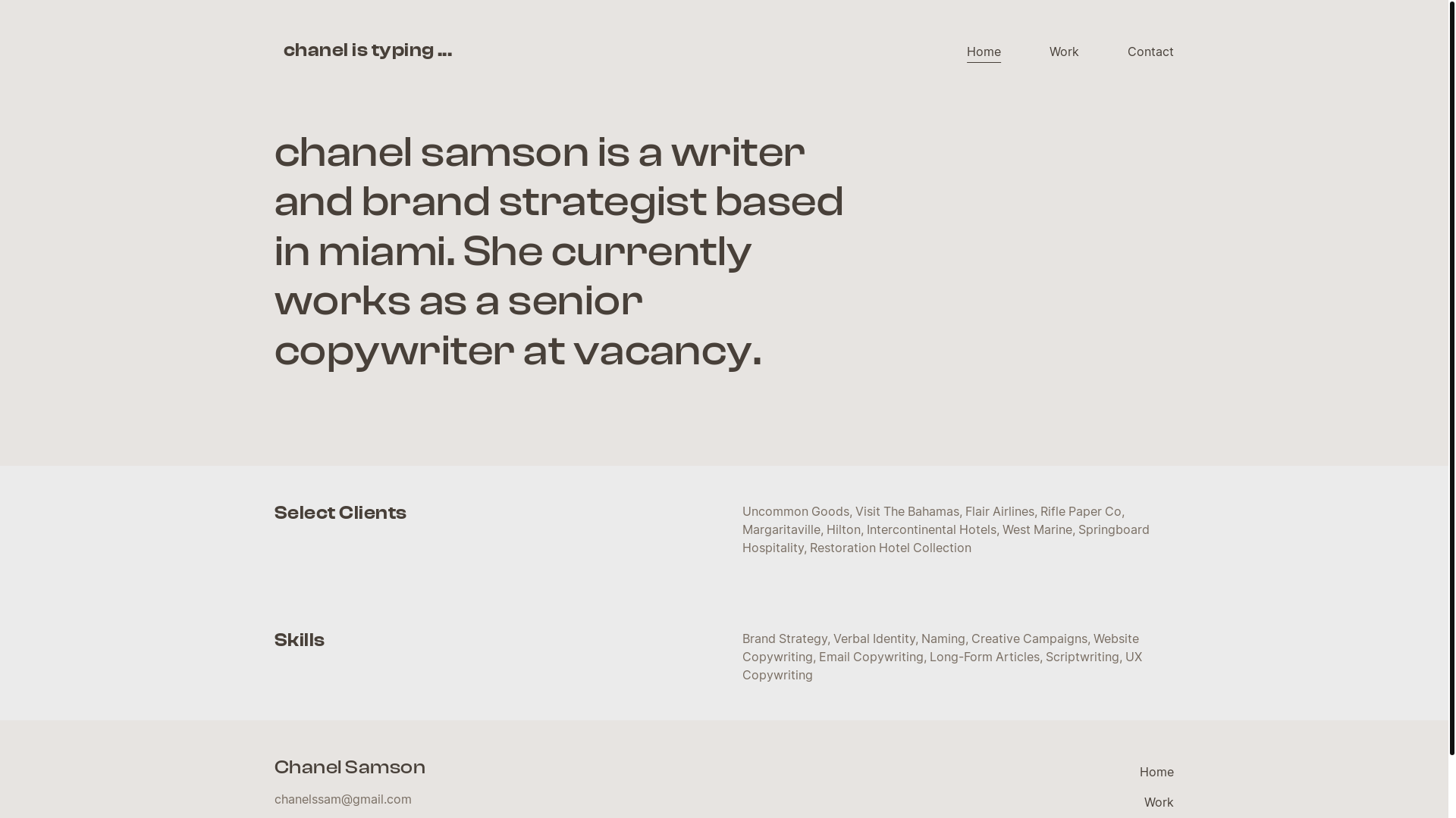 website screenshot of https://chanel-samson.com/
