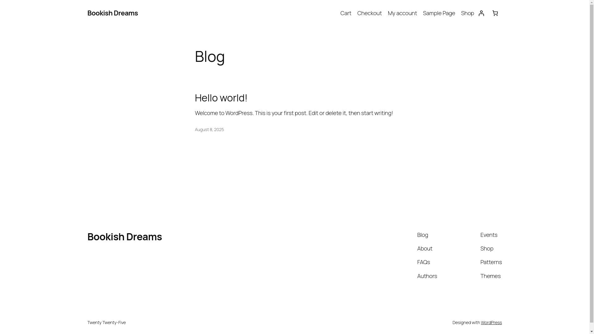 website screenshot of https://bookishdreams.com.au/