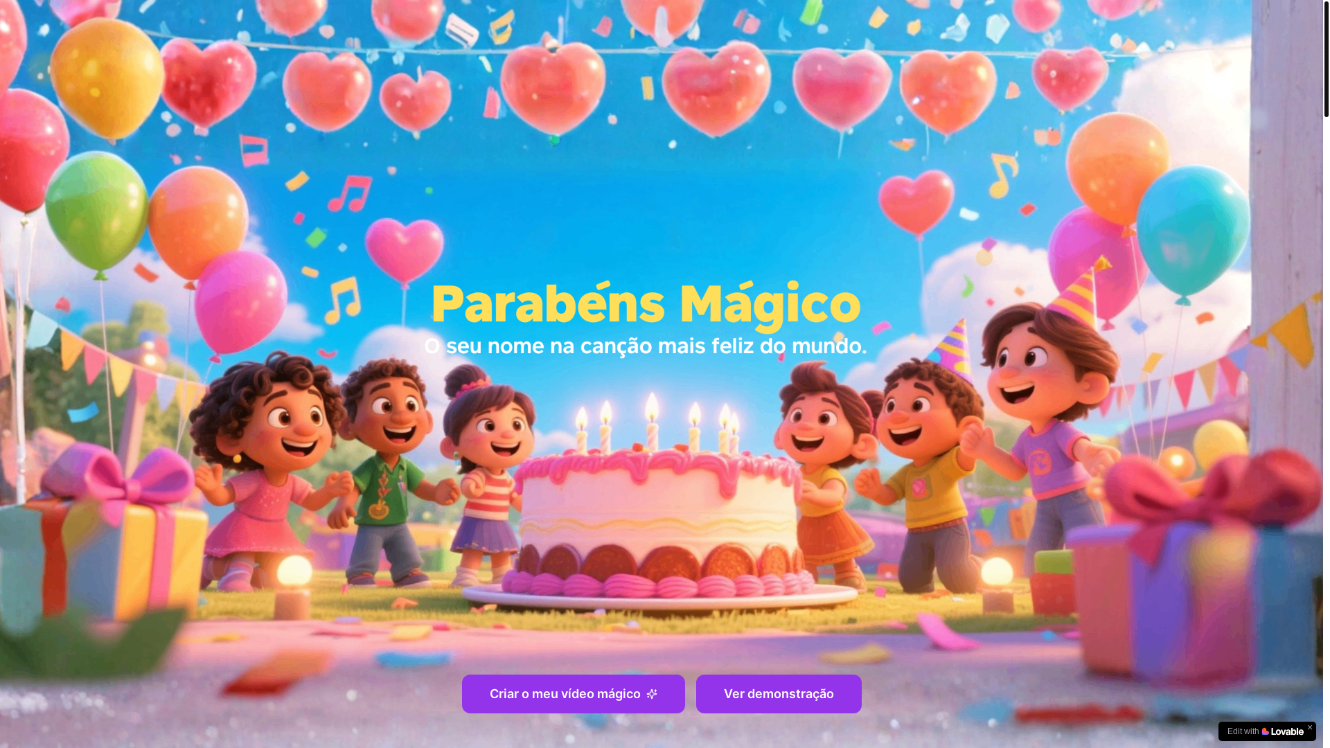 website screenshot of https://parabensmagico.com/