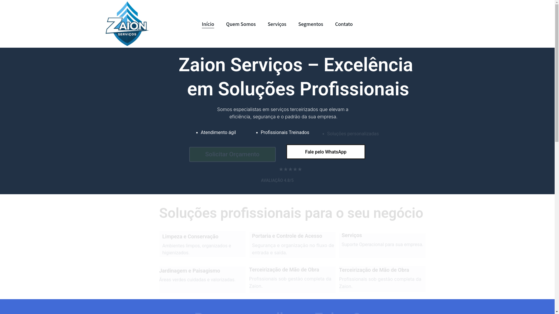 website screenshot of https://zaionseg.com.br/