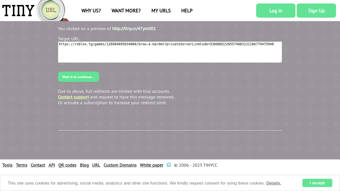 website screenshot of http://tiny.cc/47ym001