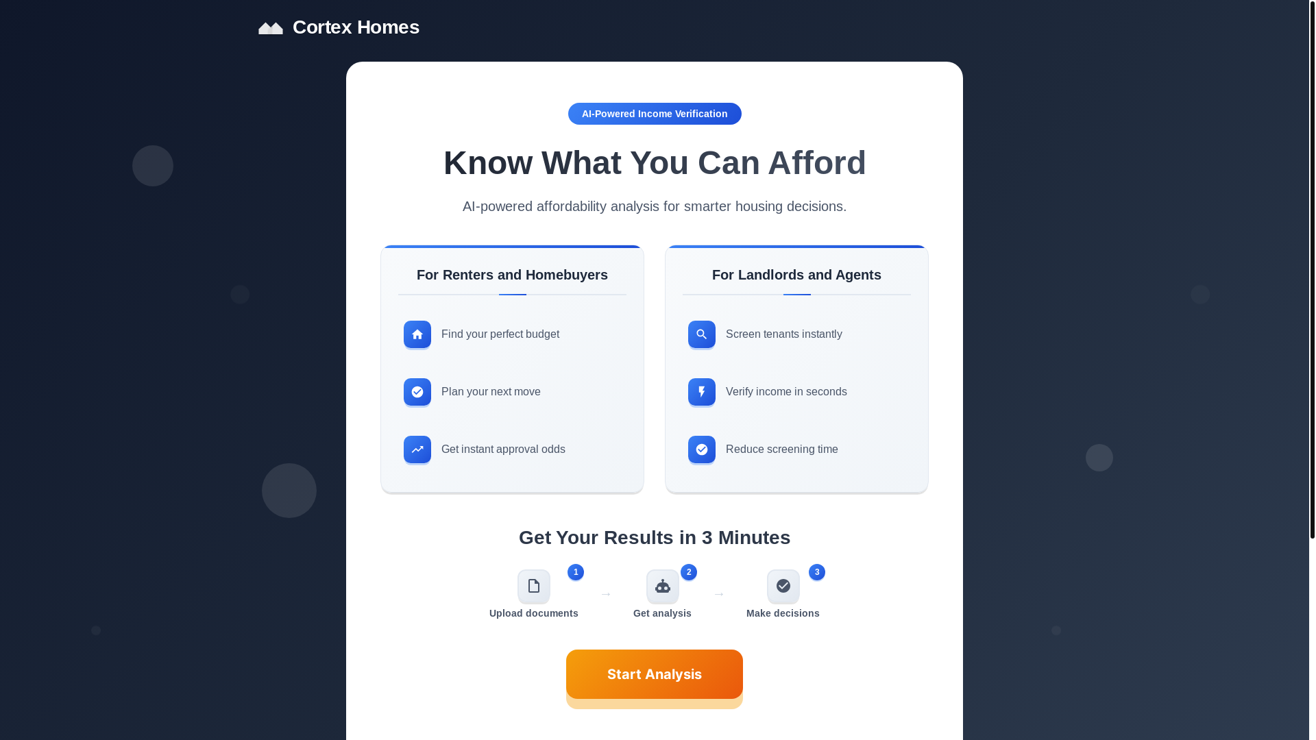 website screenshot of https://cortexhomes.pages.dev/
