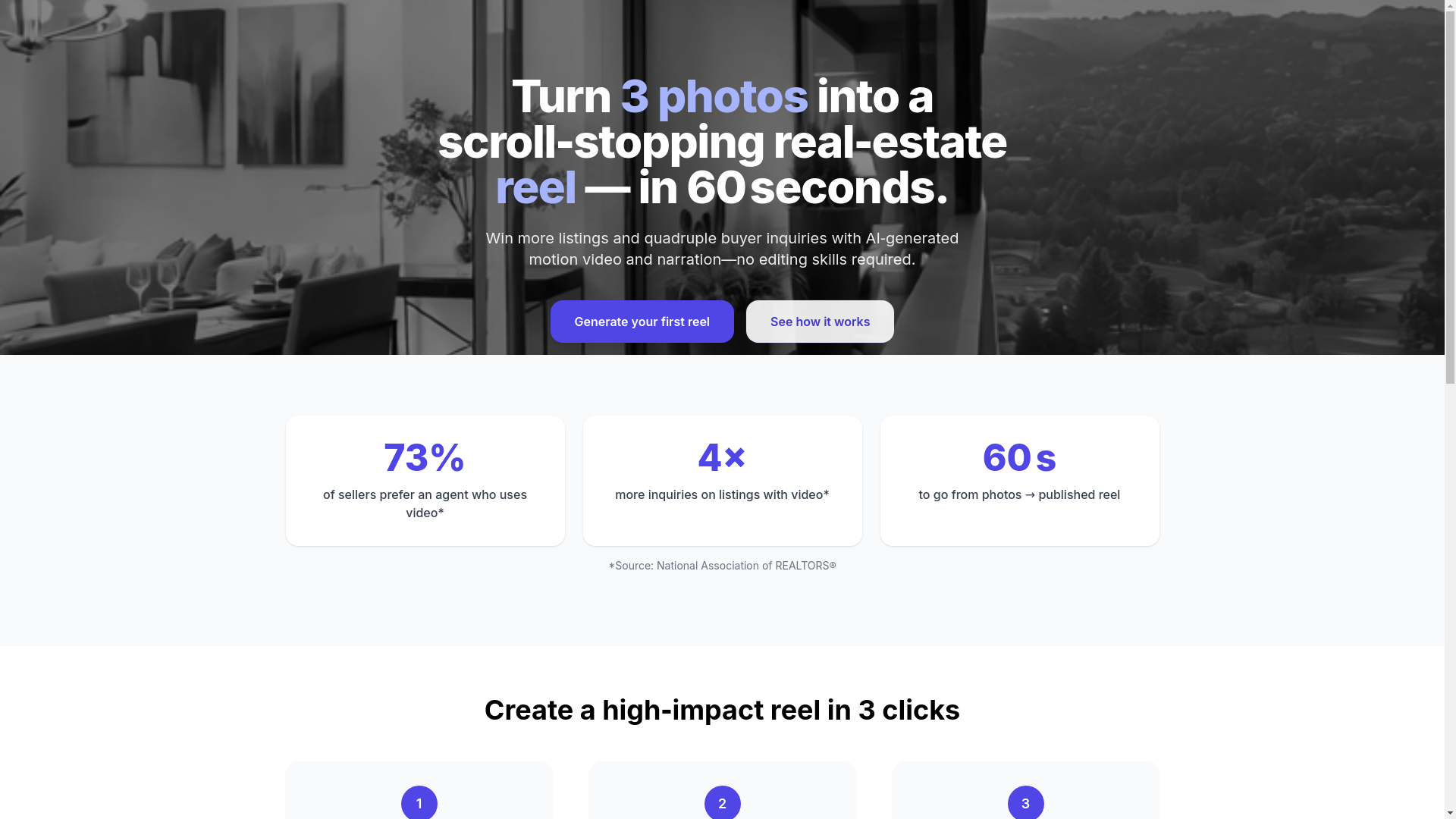 website screenshot of https://listingreelmaker.app/