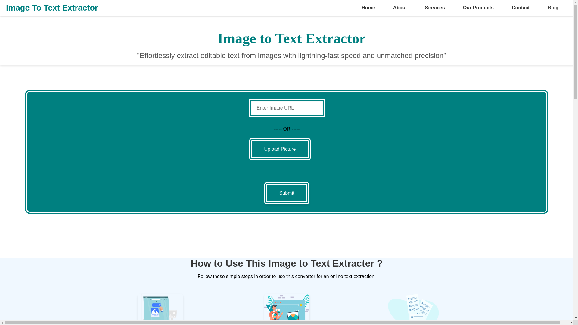 website screenshot of https://imagetotextextractor.com/