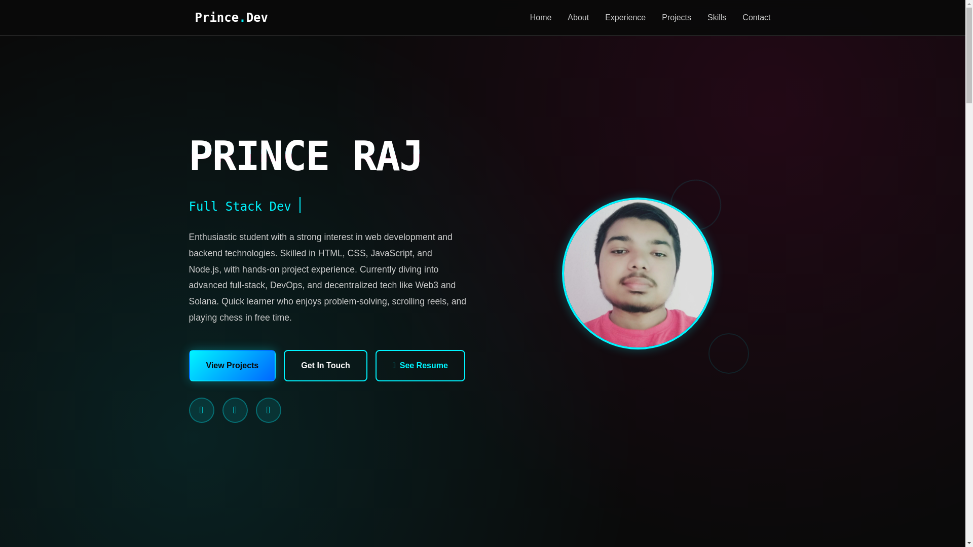 website screenshot of https://princerxj.me/