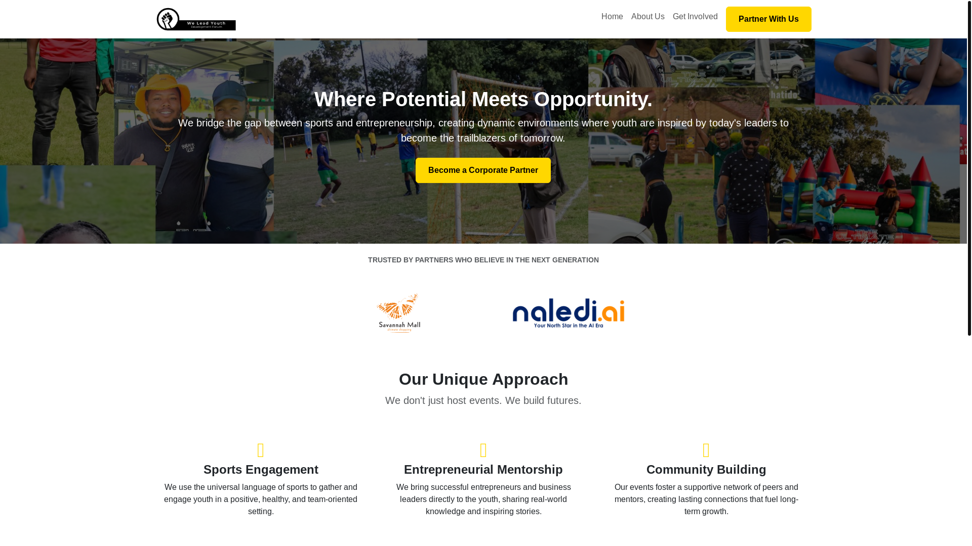 website screenshot of https://weleadyouth.org/