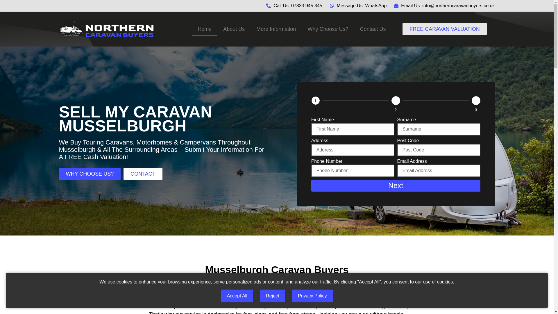 website screenshot of https://caravanbuyersmusselburgh.co.uk/