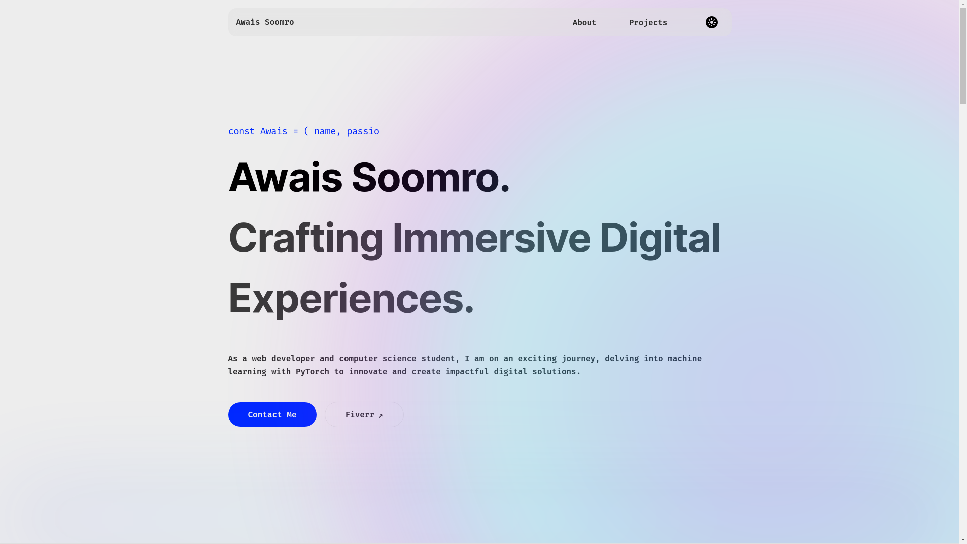 website screenshot of https://awaissoomro.dev/