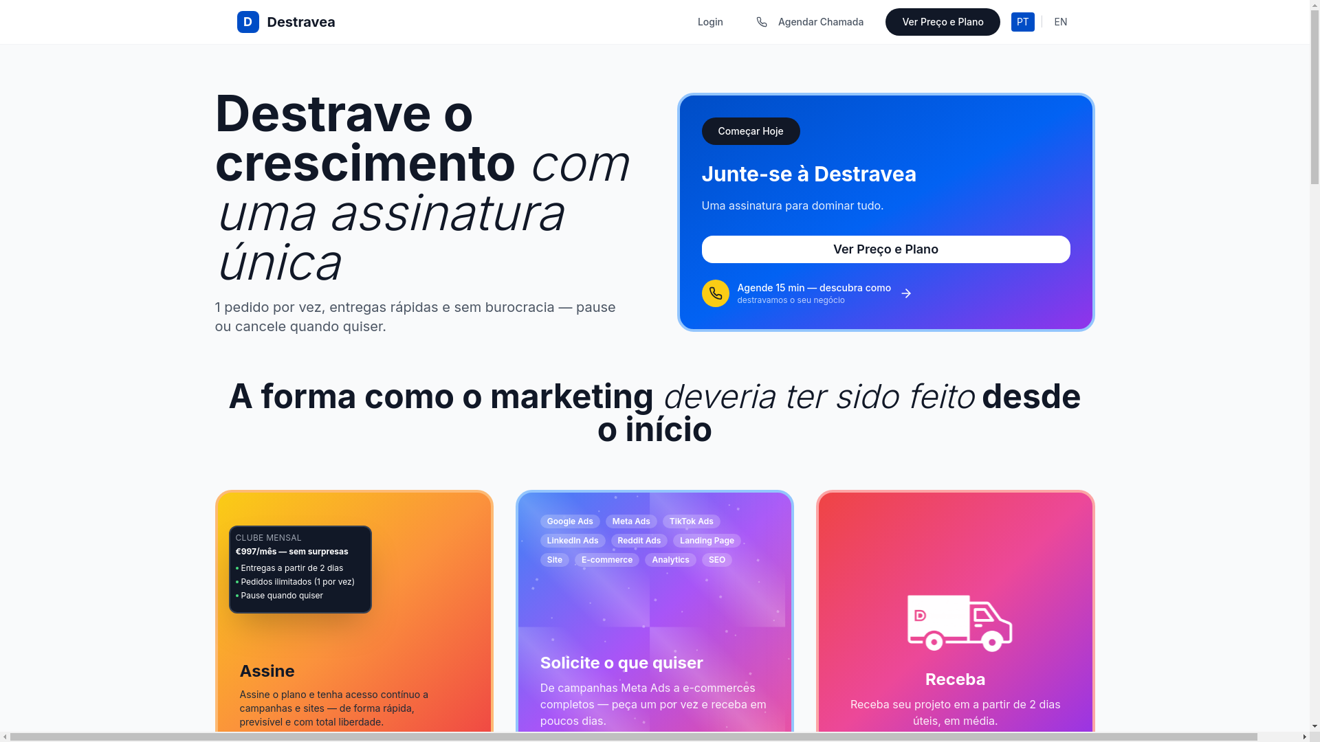 website screenshot of https://destravea.com/