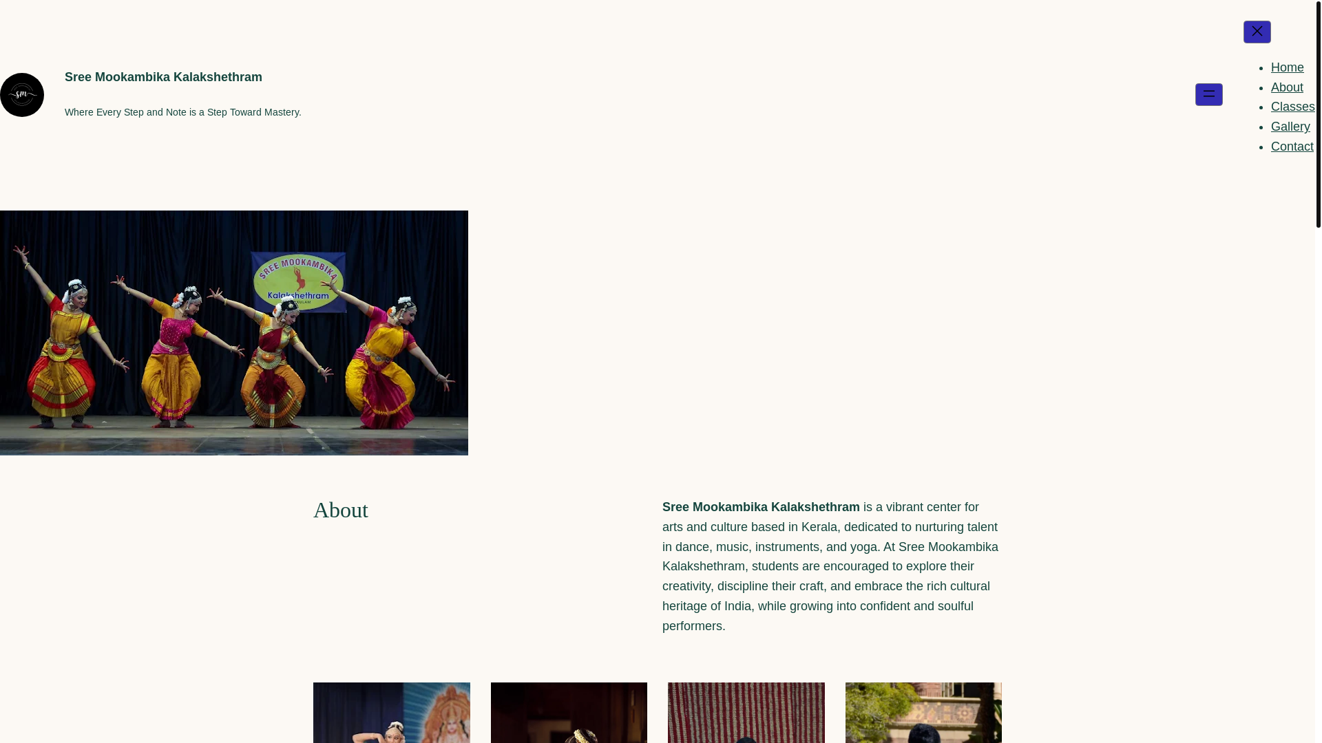 website screenshot of https://sreemookambikakalakshethram.com/