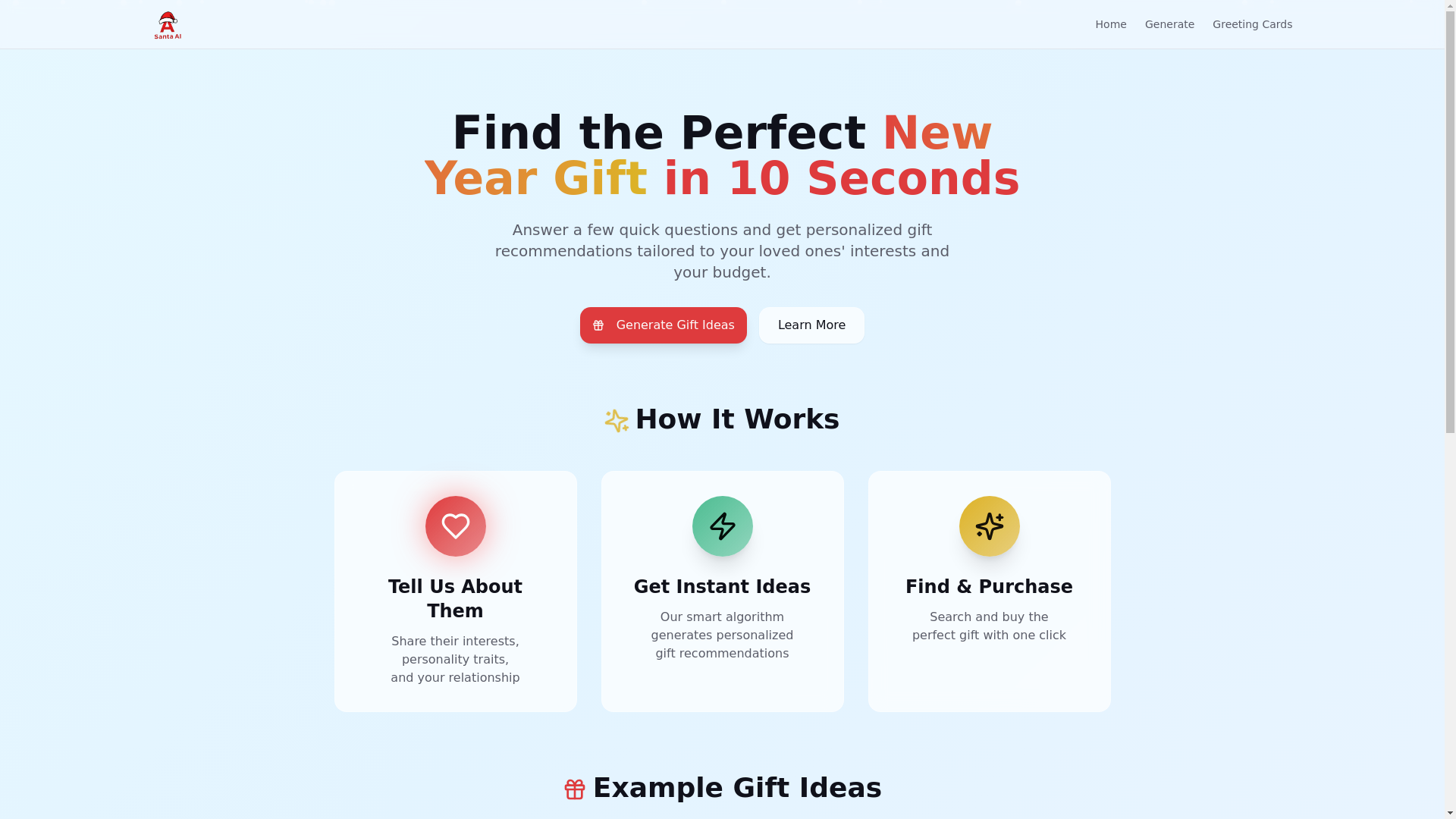 website screenshot of https://getsantaai.com/