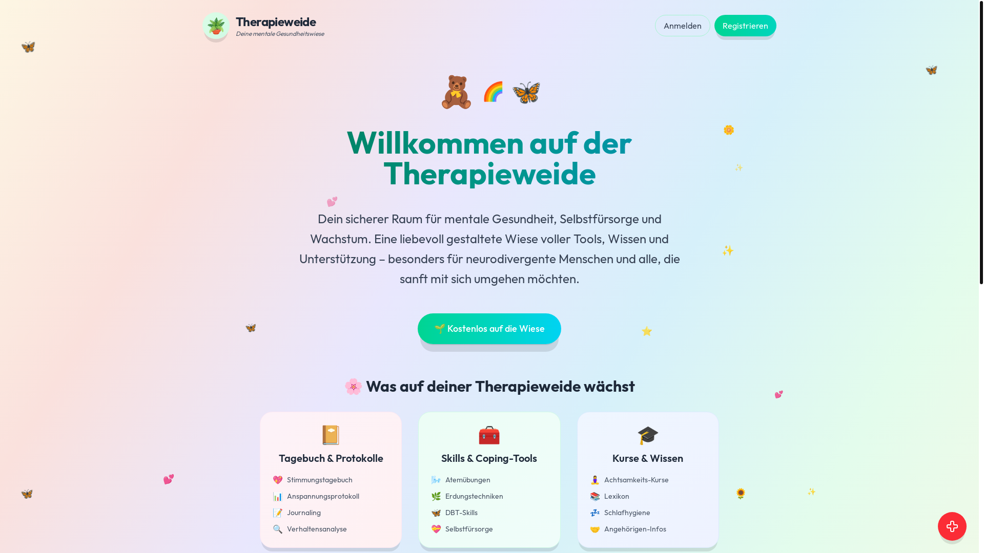 website screenshot of https://therapieweide.de/
