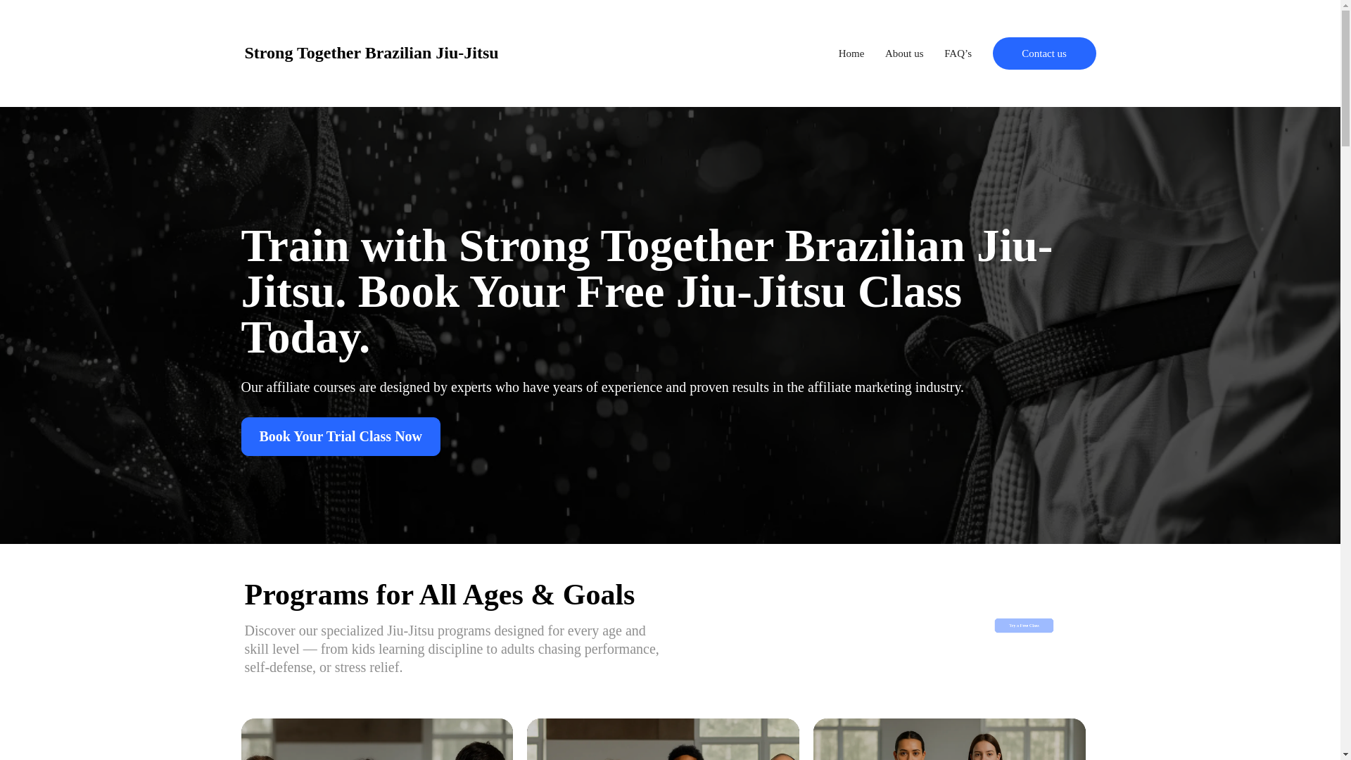 website screenshot of https://strongtogetherbrazilianjiujitsu.org/