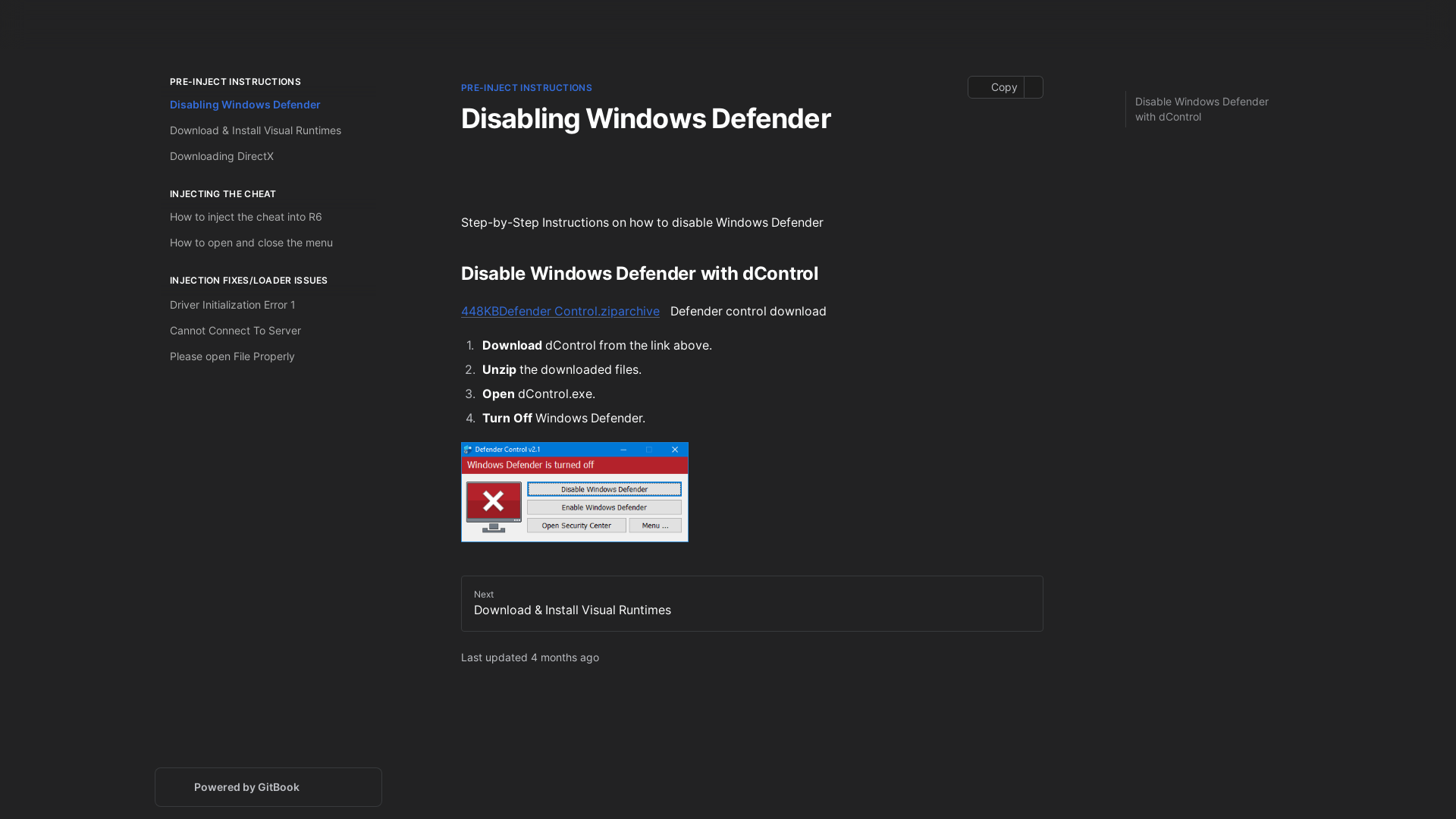 website screenshot of https://r6-crusader.gitbook.io/r6-crusader