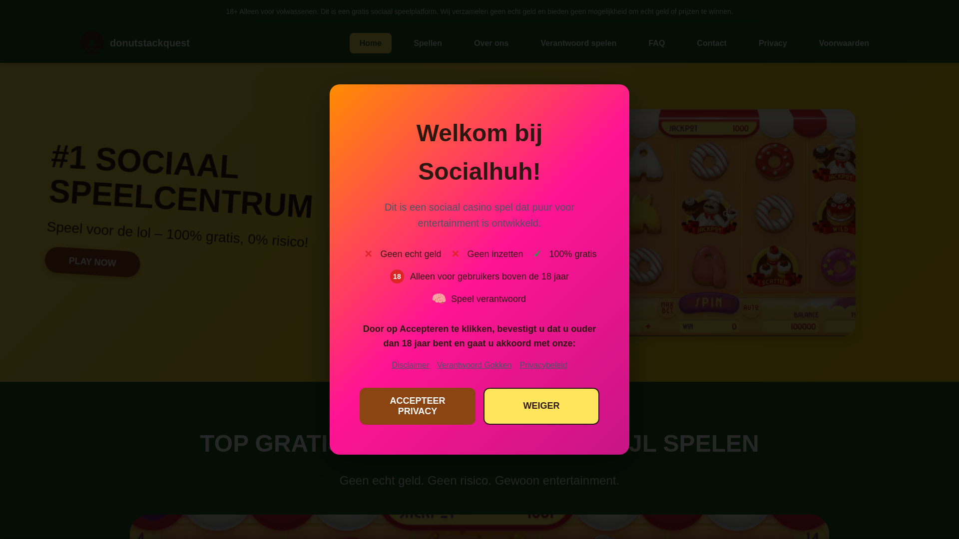 website screenshot of https://donutstackquest.com/