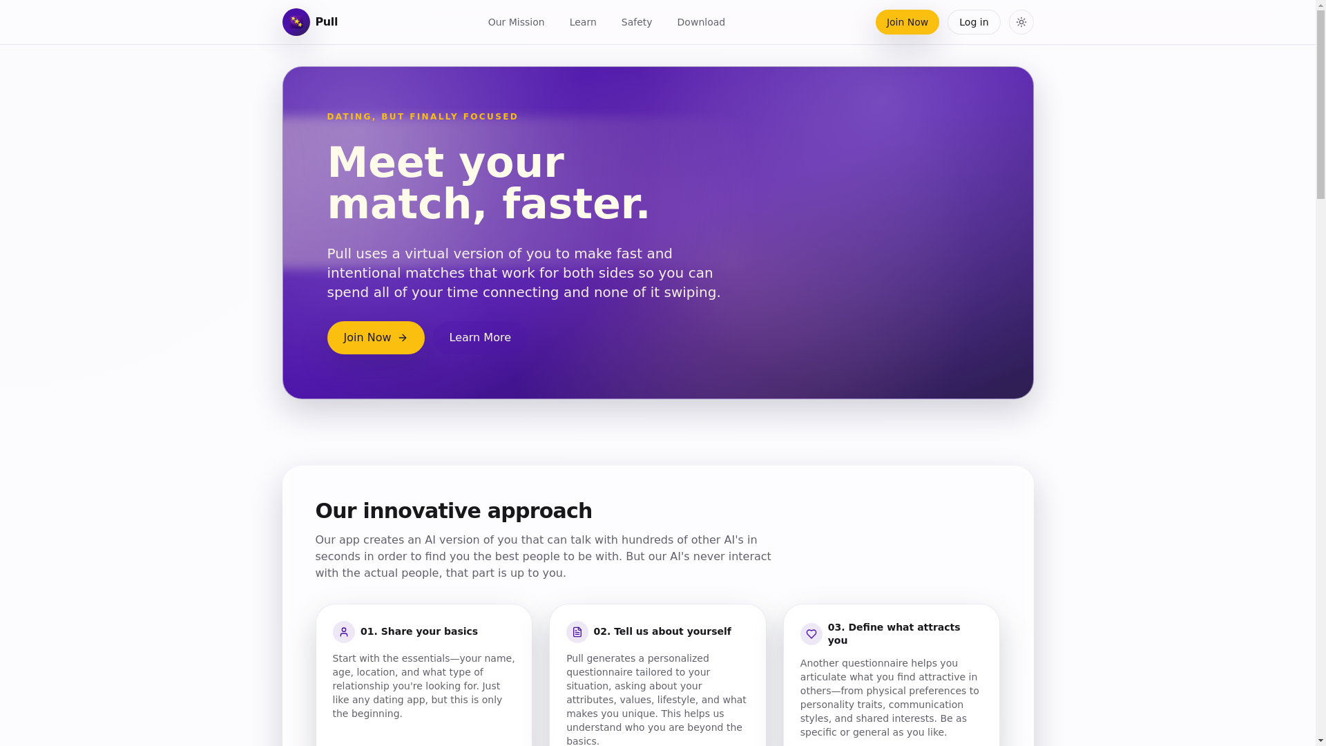 website screenshot of https://pulldating.me/