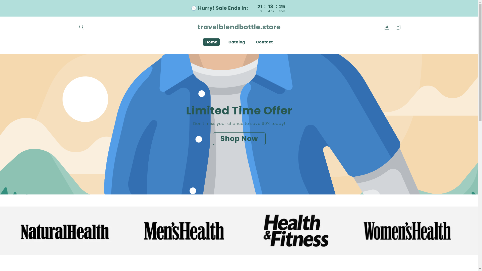 website screenshot of https://travelblendbottle.store/