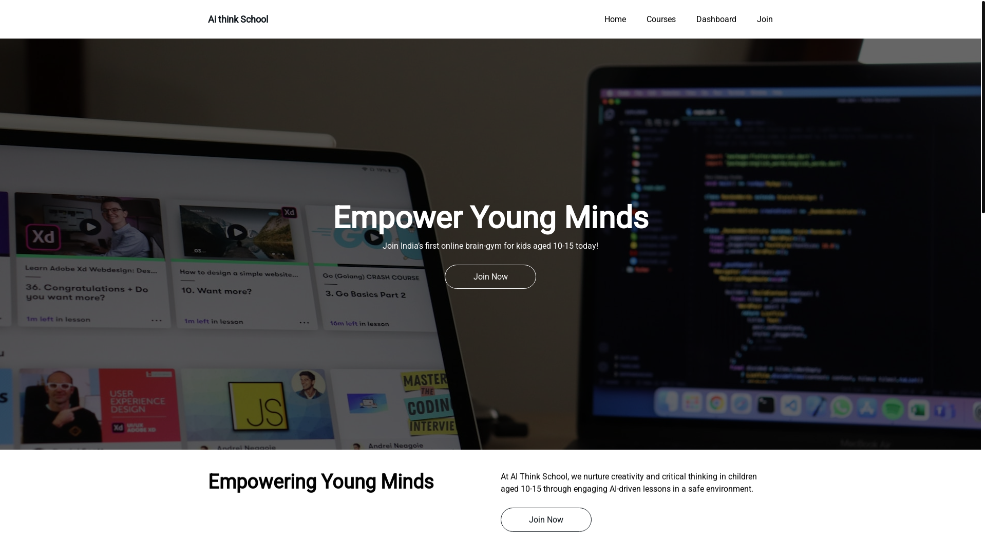 website screenshot of https://aithinkschool.com/