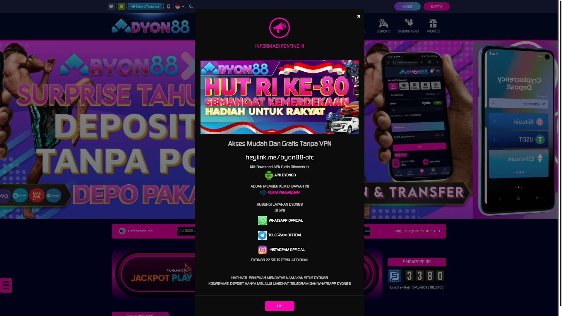 website screenshot of https://byon88alternatif.live/