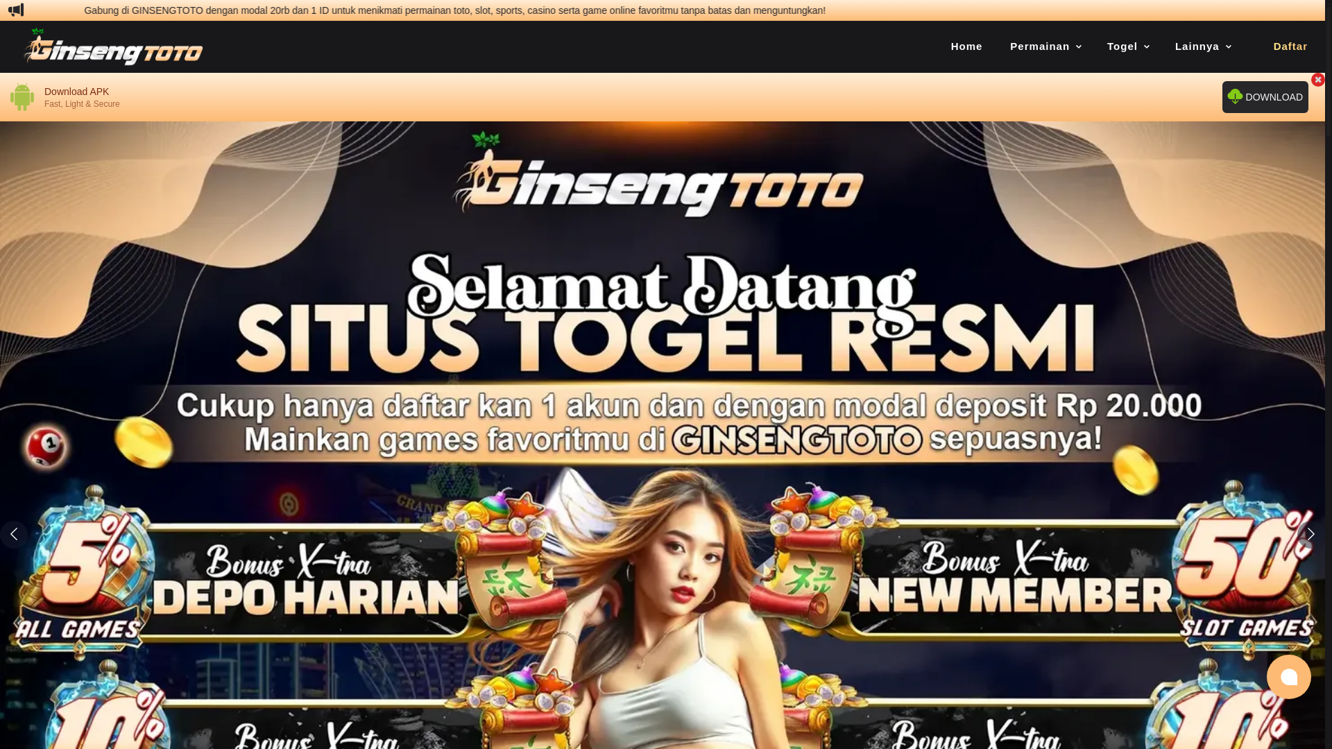 website screenshot of https://ginsengtoto.forum/