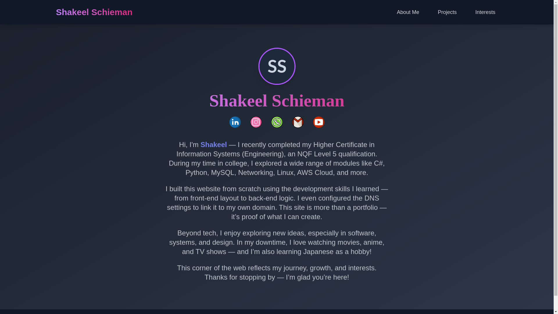 website screenshot of https://shakeelschieman.site/