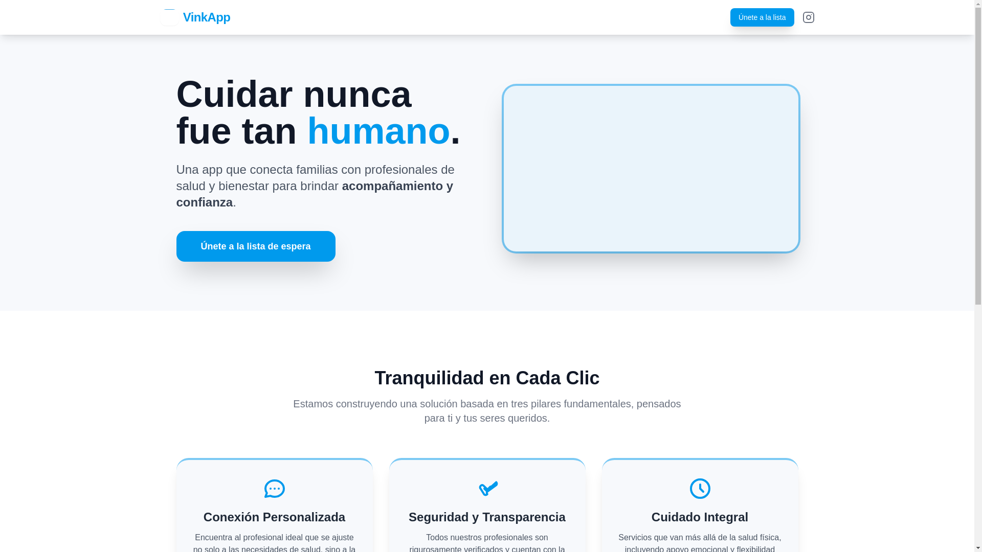 website screenshot of https://vinkapp.cl/