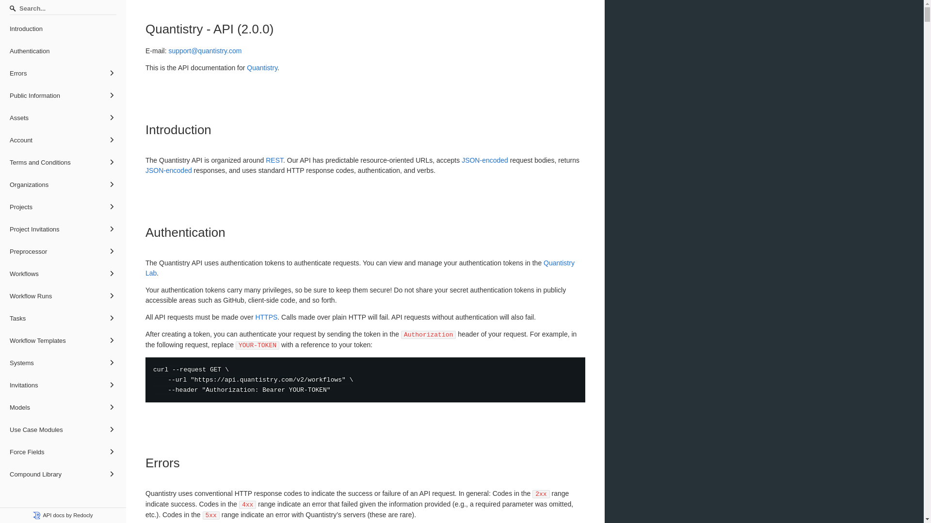 website screenshot of https://quantistry-api-docs.pages.dev/
