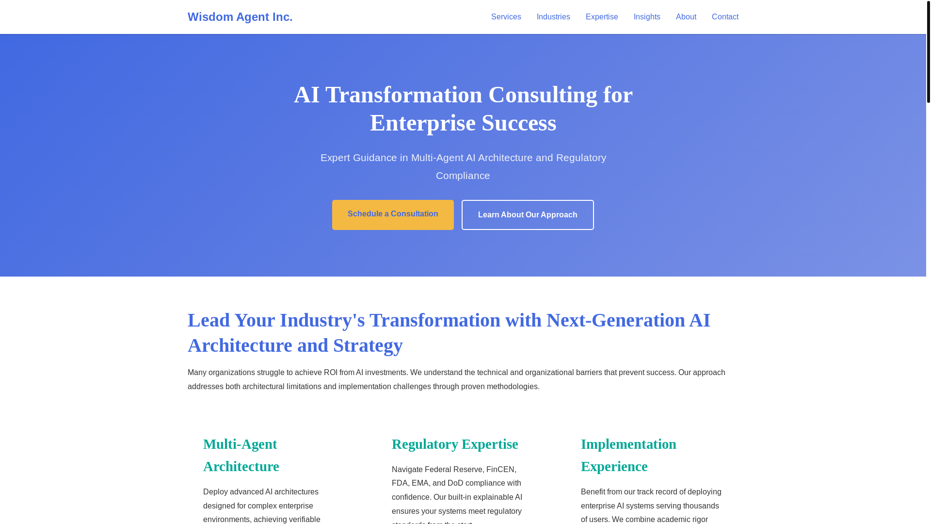website screenshot of https://wisdomagent.pages.dev/