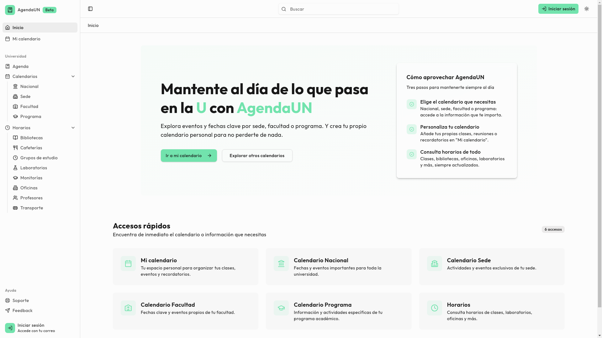 website screenshot of https://agendaun.com/