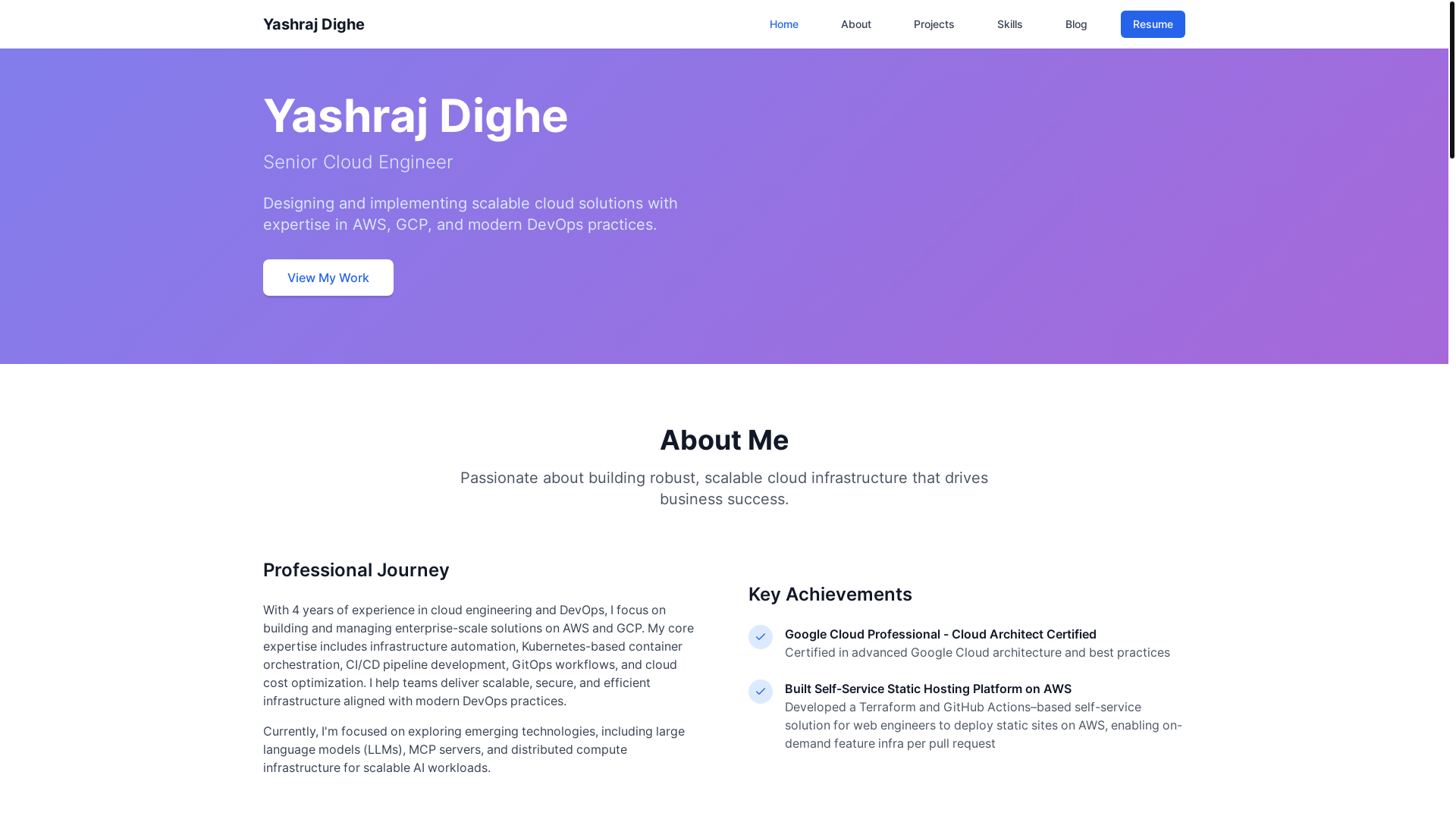 website screenshot of https://yashrajdighe.in/
