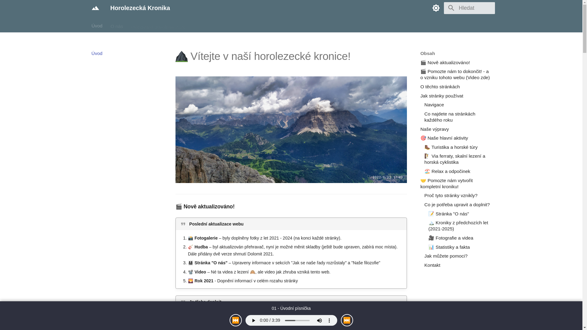 website screenshot of https://horolezecka-kronika.eu/