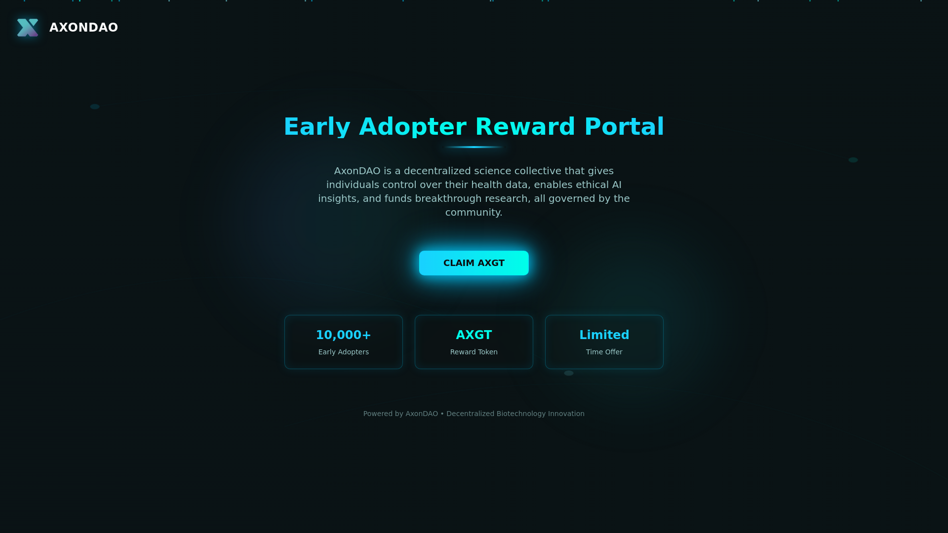 website screenshot of https://axondao.uno/