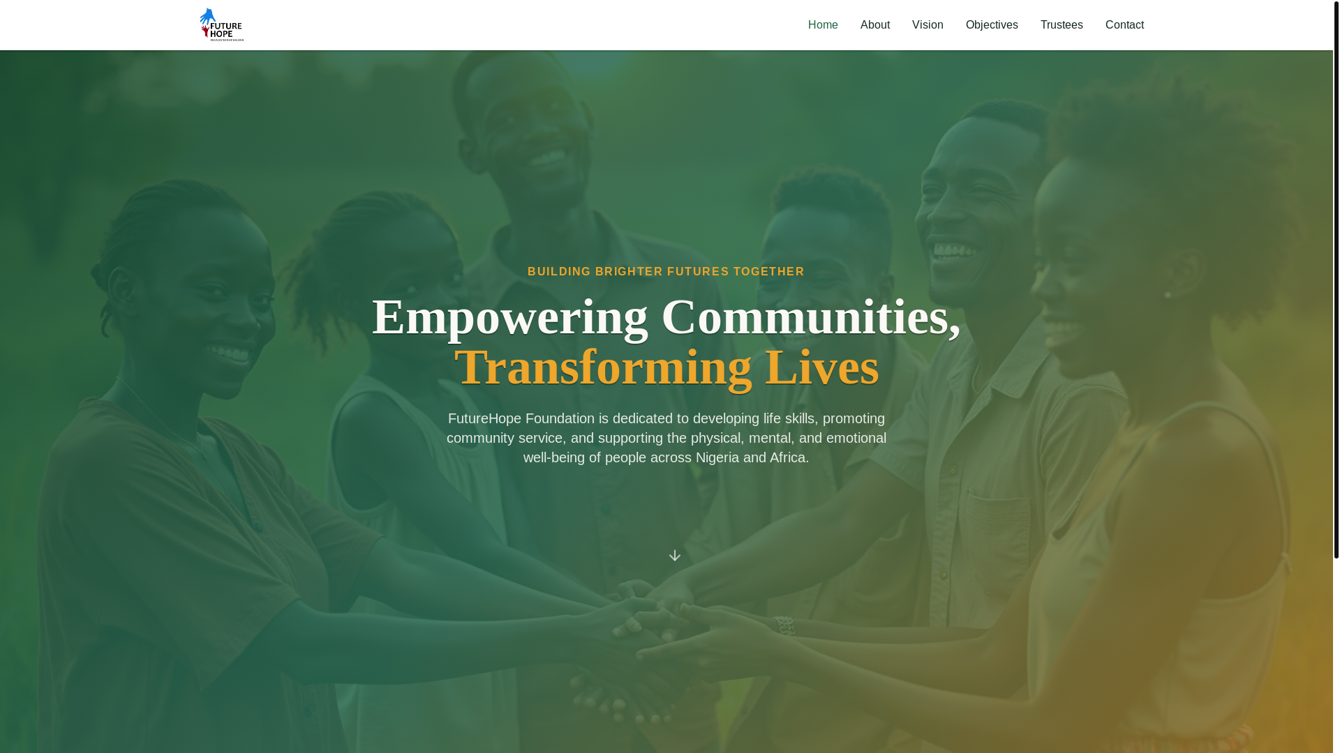 website screenshot of https://futurehopefoundation.ng/