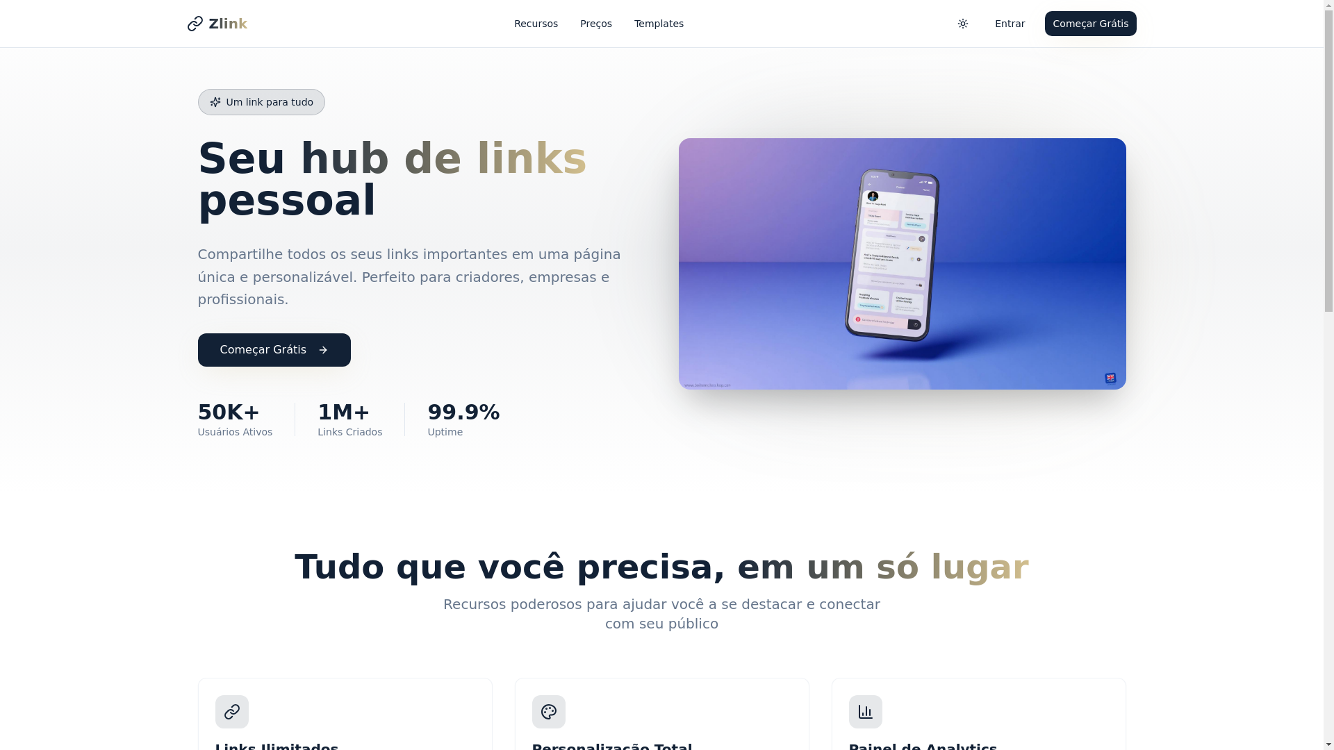 website screenshot of https://zlinkbio.com/