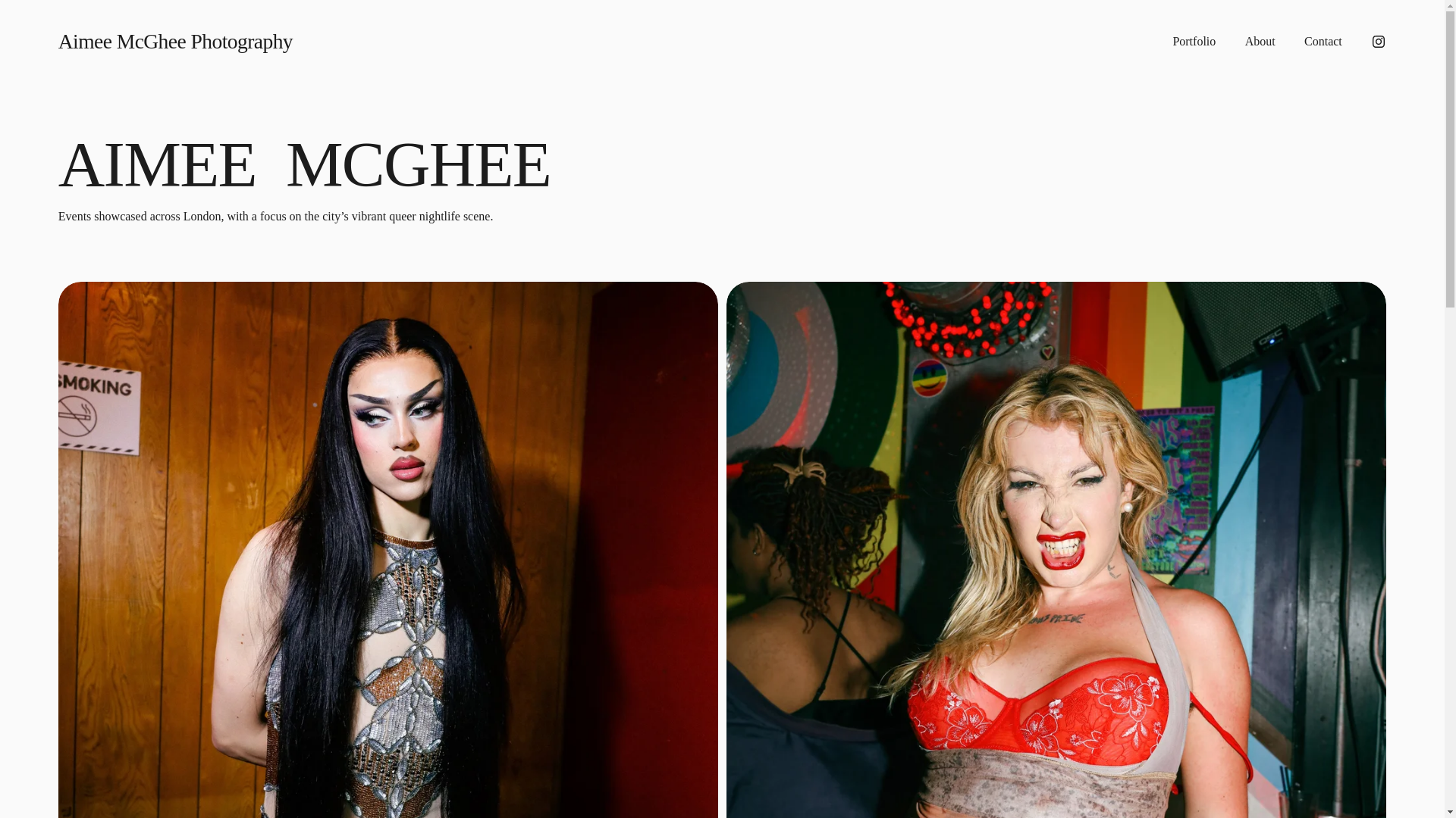 website screenshot of https://aimeemcghee.photography/