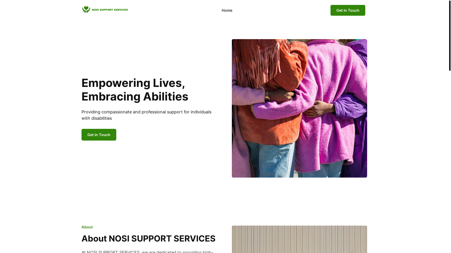 website screenshot of https://nosisupportservices.com.au/