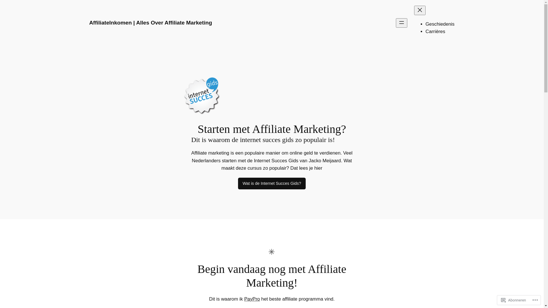 website screenshot of https://affiliateinkomen.blog/
