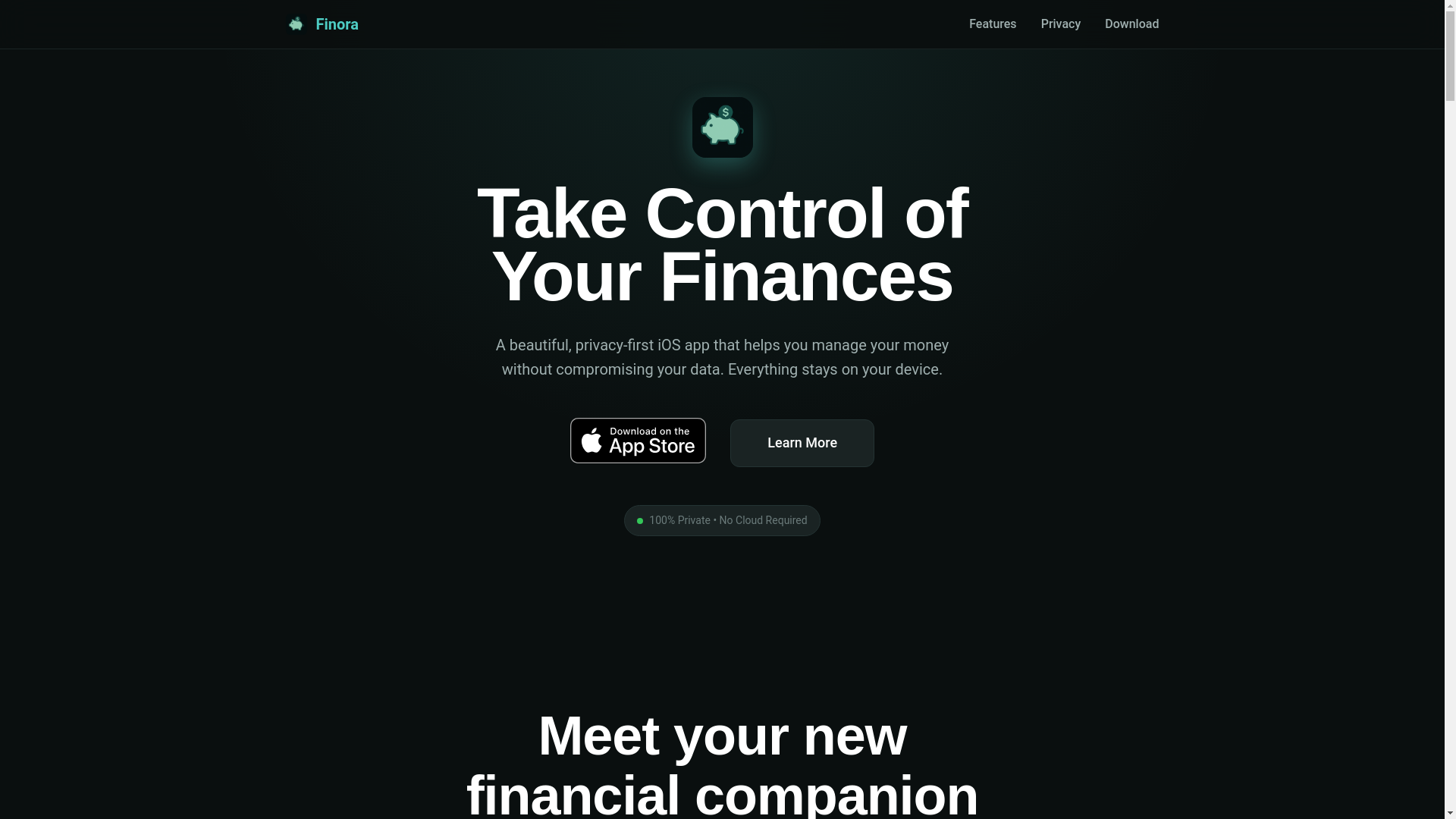 website screenshot of https://finora-landing.pages.dev/