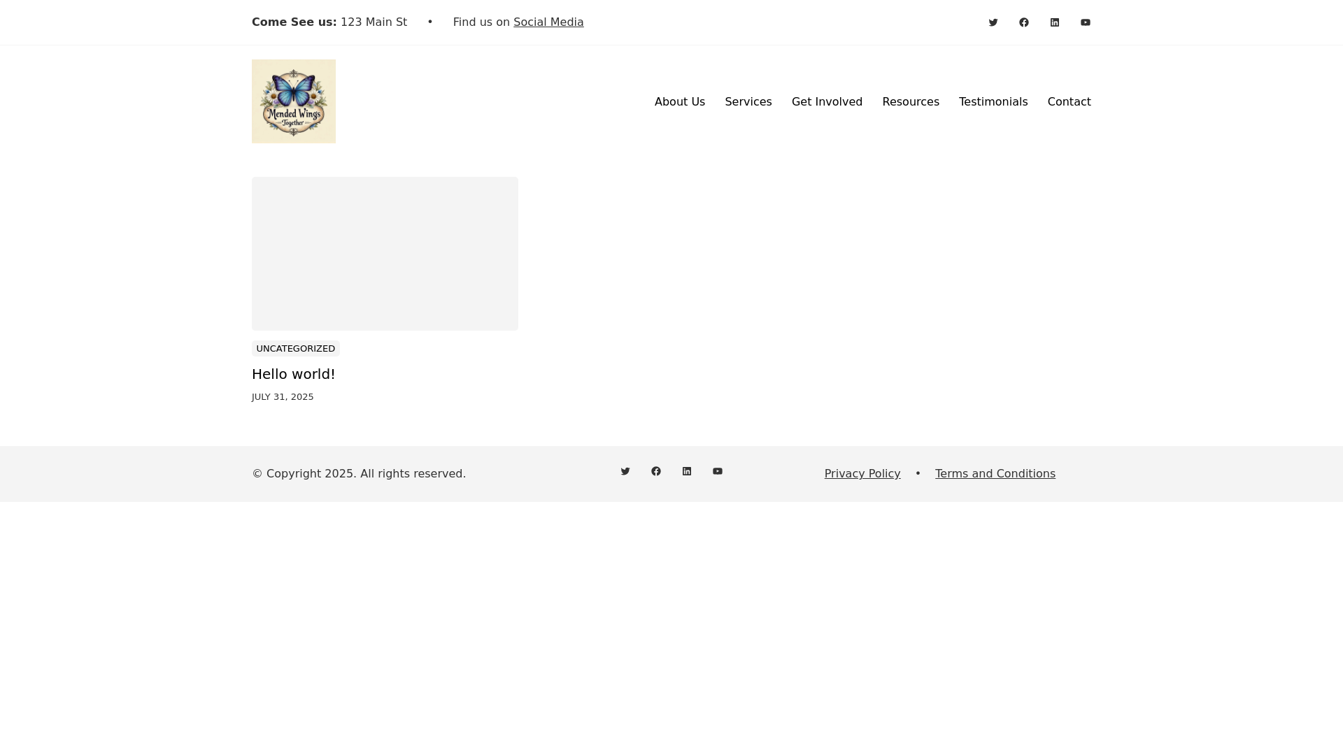 website screenshot of https://mendedwingstogether.org/