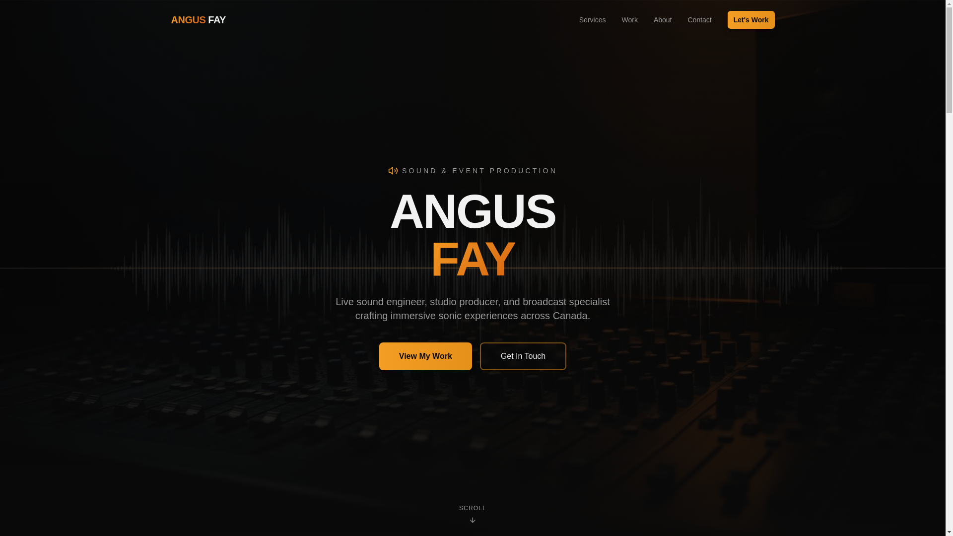 website screenshot of https://angusfay.ca/