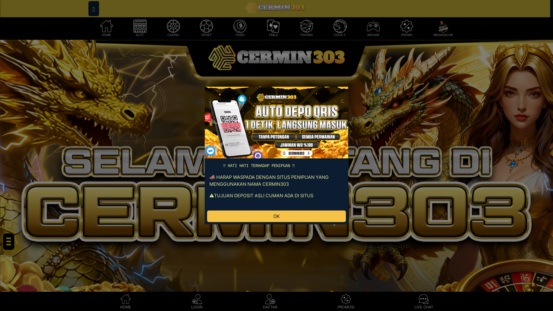 website screenshot of https://cermin303fresh.com/