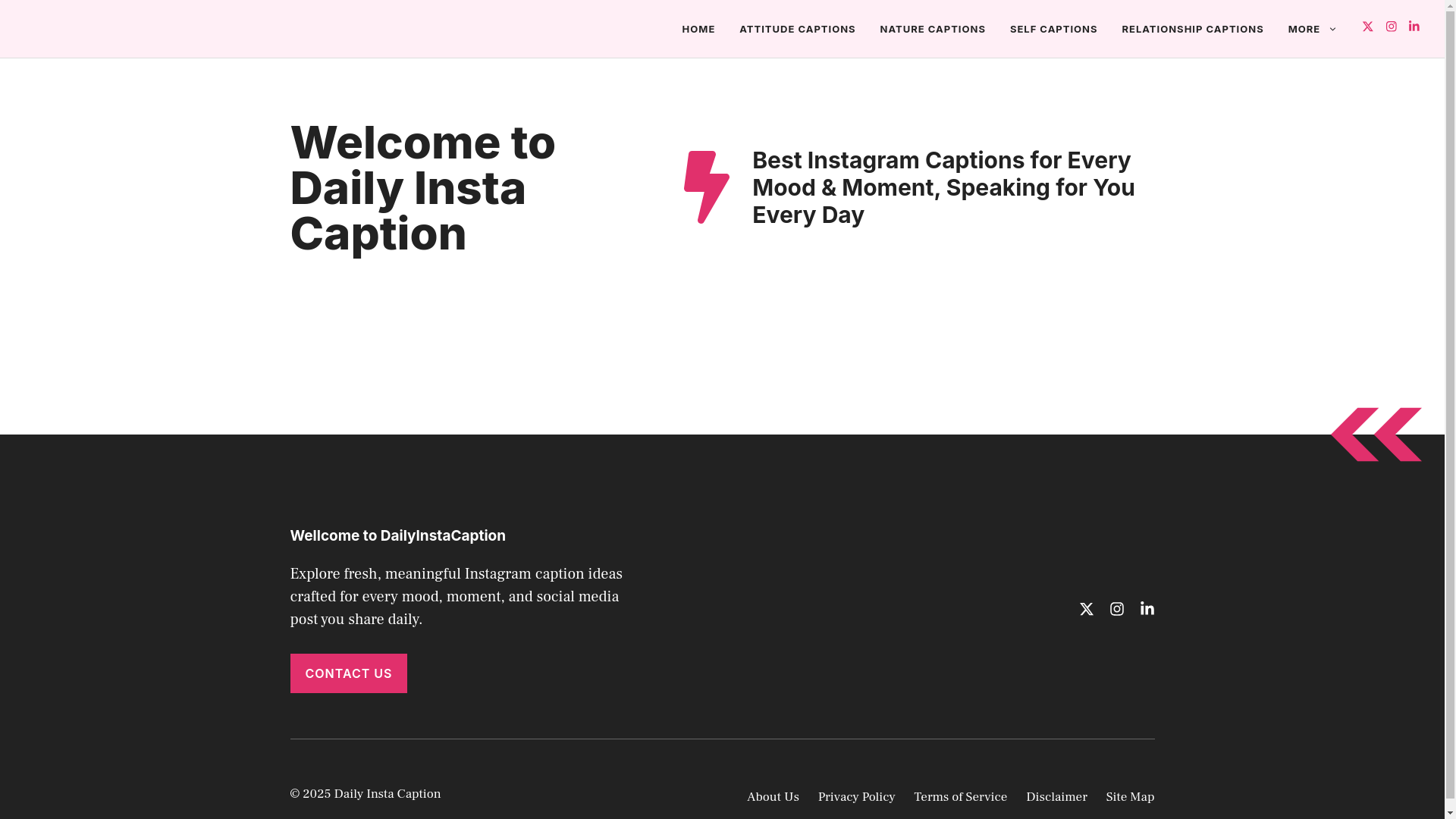 website screenshot of https://dailyinstacaption.com/