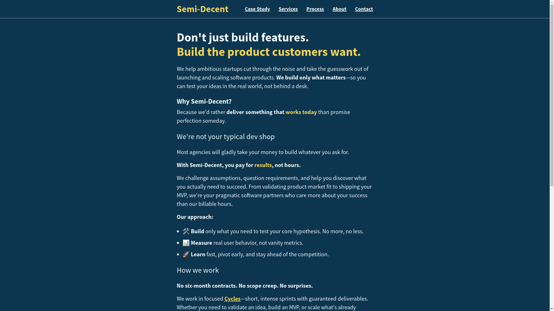 website screenshot of https://www.semi-decent.com/