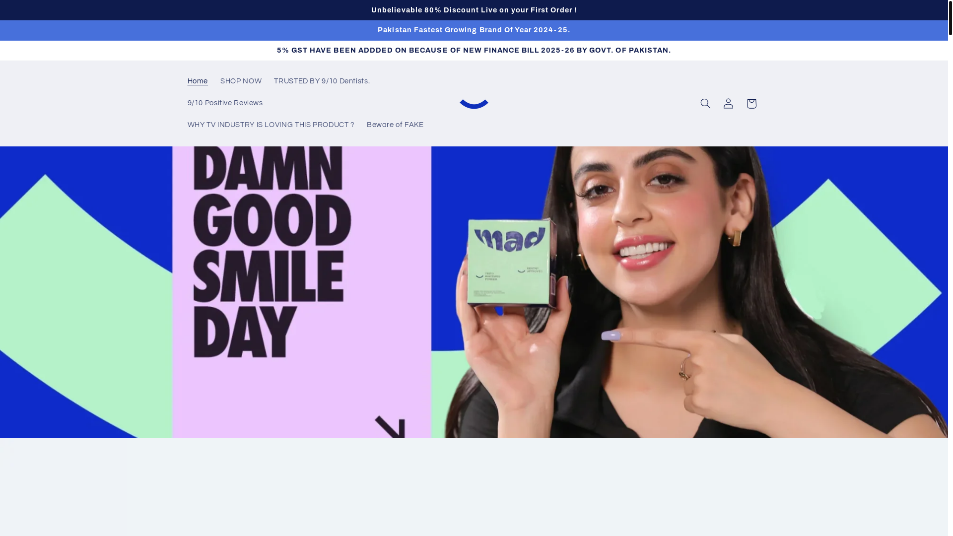 website screenshot of https://maddentalcares.shop/