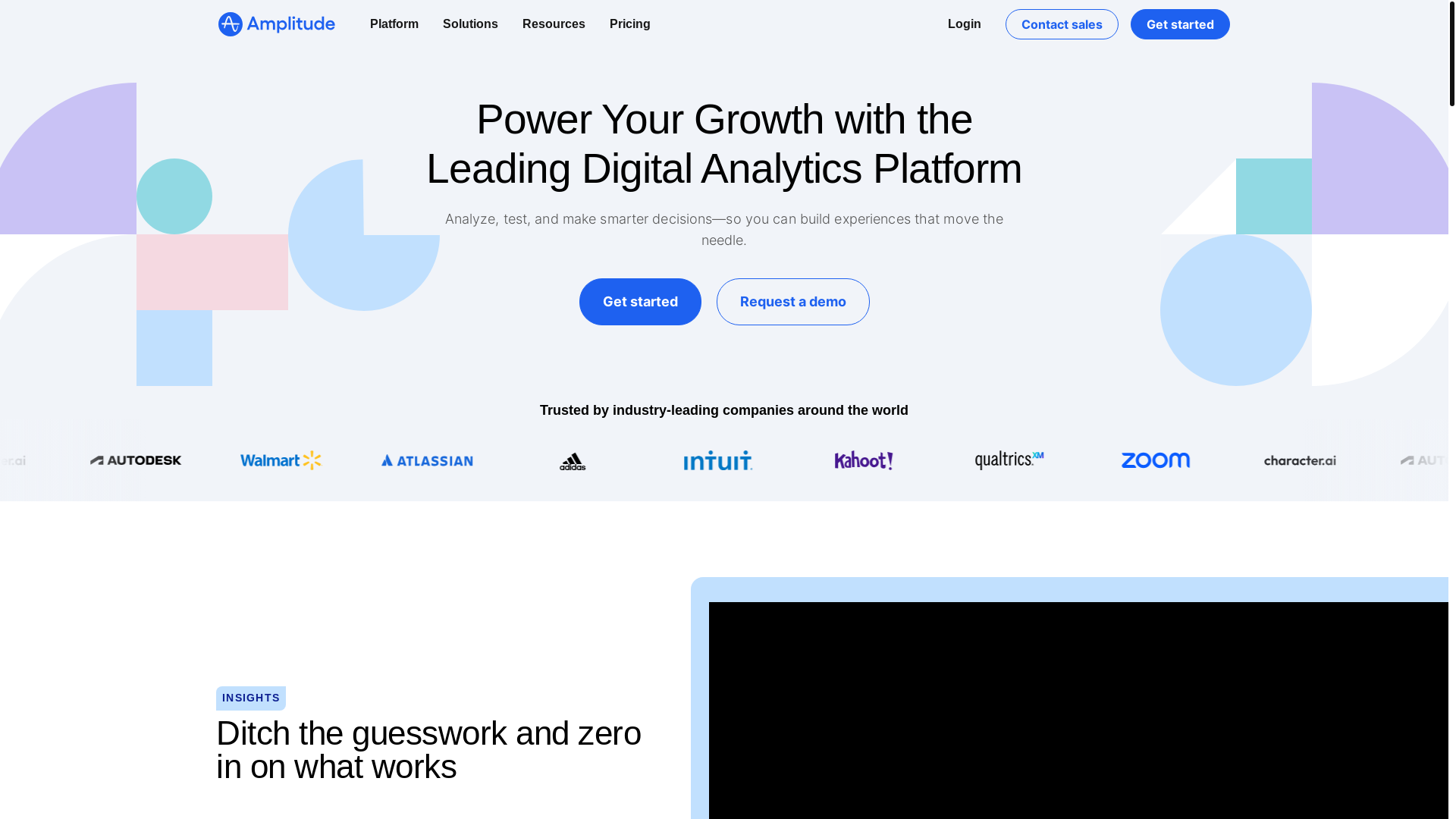 website screenshot of https://amplitude.com/