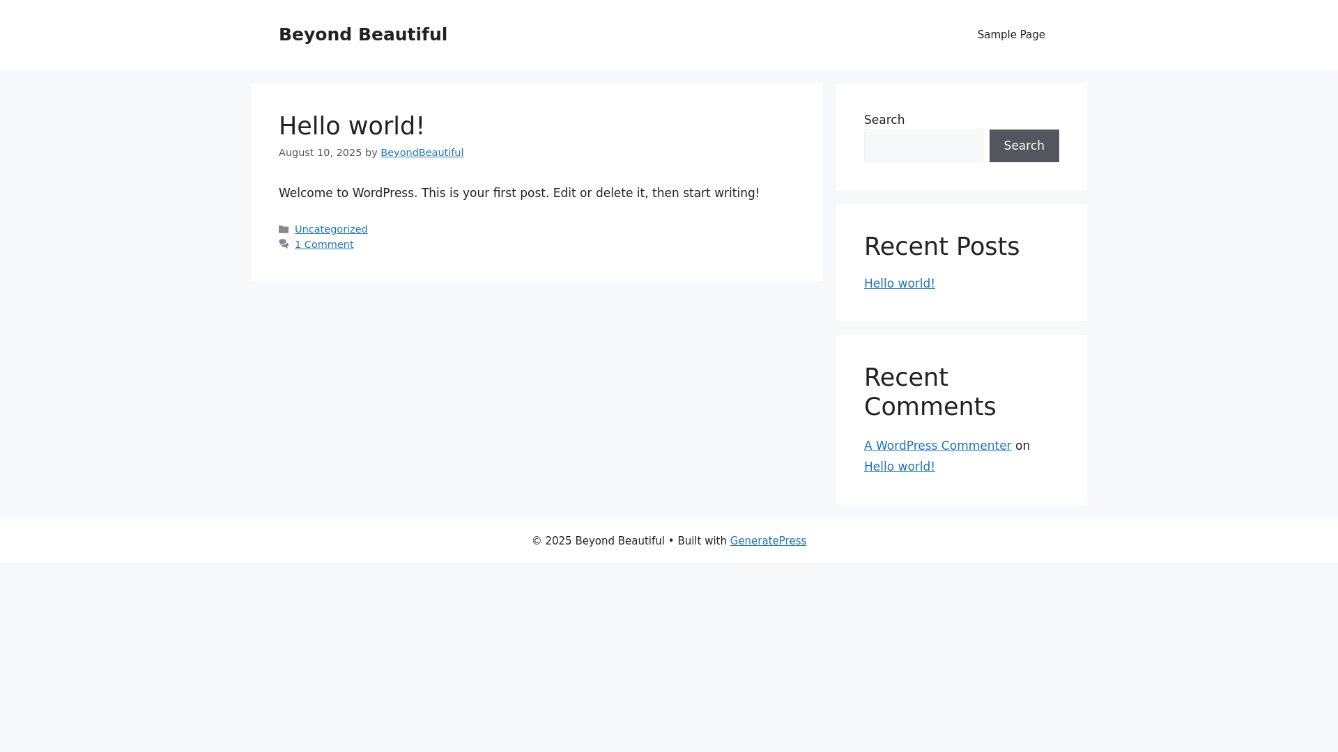 website screenshot of https://beyondbeautiful.in/